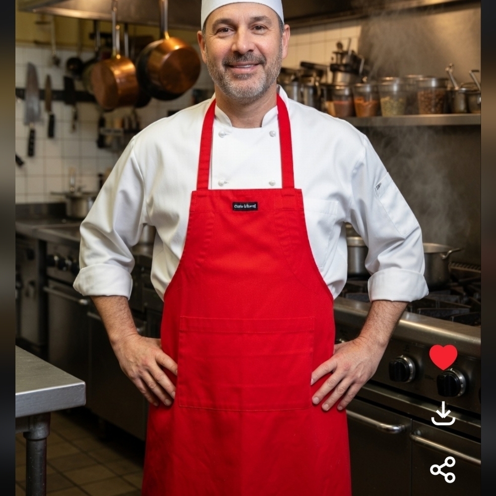 CRATE & BARREL RED APRON. UNISEX.